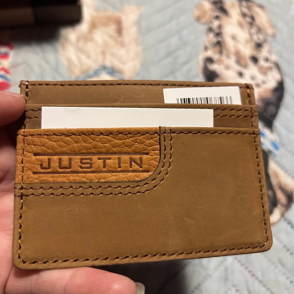 Justin Boots RFID‎ ID Credit Card Holing Wallet Brown Western NEW!